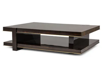 GUMA - Rectangular ebony coffee table with brass details by JOSÉ LEITE DE CASTRO - view 2